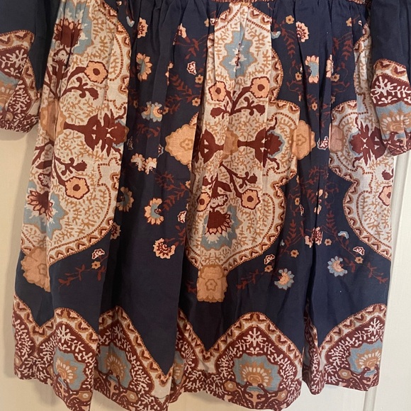 New Cleobella Leigh Paisley Cotton Linen Dress size Small in Navy - Picture 12 of 16